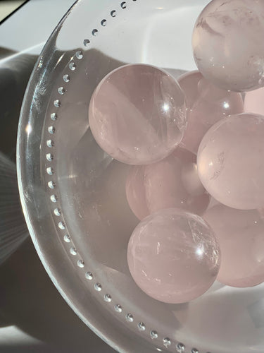 Gem Ice Rose Quartz Spheres - Dragon Mama Crystals 