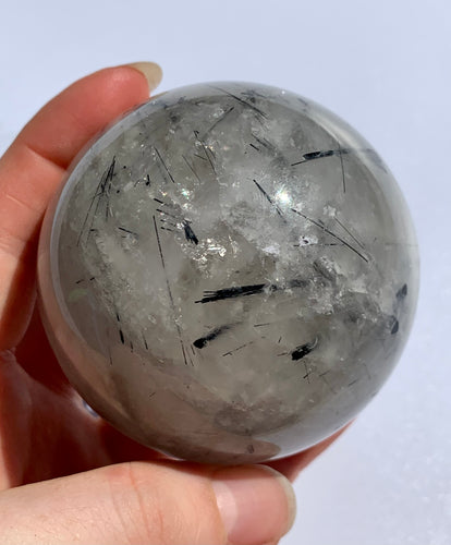 Tourmaline in Quartz Sphere - Dragon Mama Crystals 