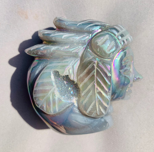 Aura Agate Native American Carving - Dragon Mama Crystals 