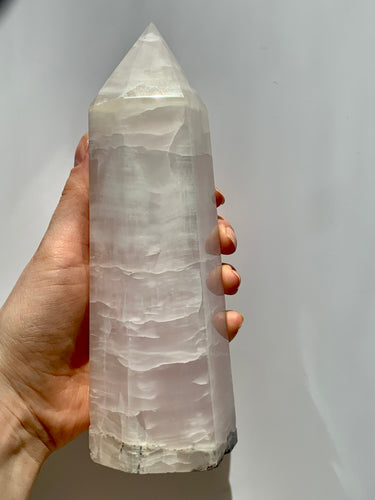 Pink Calcite Tower Large - Dragon Mama Crystals 