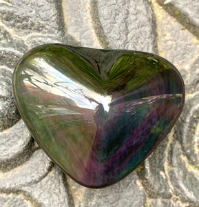 Rainbow Obsidian Heart 01 | Green/Purple - Dragon Mama Crystals 