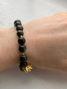 Gold Obsidian Handmade Elephant bracelet. - Dragon Mama Crystals 