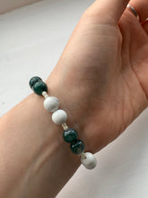 Load image into Gallery viewer, Moss Agate + Howlite Rose Gold Elephant Bracelet - Dragon Mama Crystals 