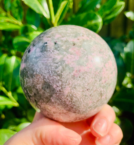 Rare Grey/Pink Rhodonite Sphere - Dragon Mama Crystals 