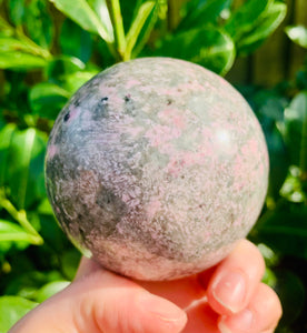 Rare Grey/Pink Rhodonite Sphere - Dragon Mama Crystals 