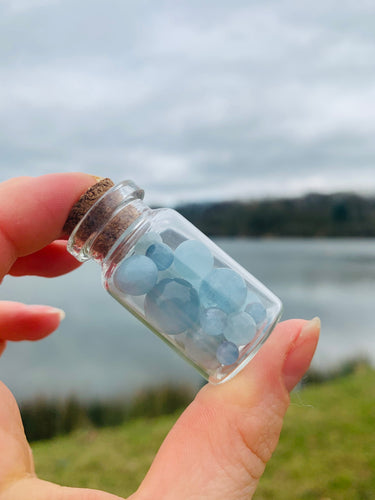 Aquamarine Mini Sphere Wish Bottle - Dragon Mama Crystals 