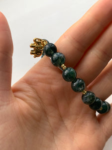Moss Agate Golden Elephant Bracelet - Dragon Mama Crystals 