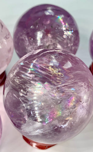 Amethyst + Smokey High Grade Spheres With Rainbows - Dragon Mama Crystals 