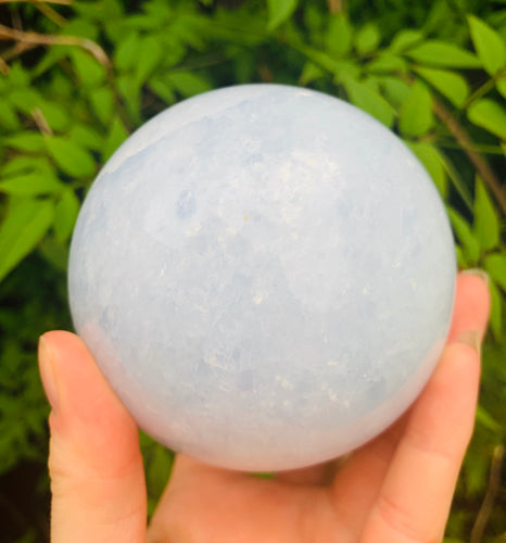 Blue Calcite Crystal Sphere - Dragon Mama Crystals 