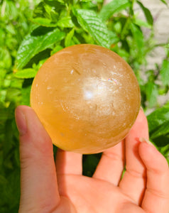 Honey Calcite Crystal Sphere - Dragon Mama Crystals 