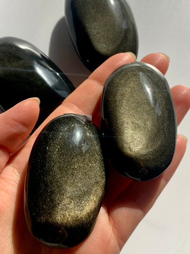 Golden Obsidian High Grade PalmStones Small - Dragon Mama Crystals 