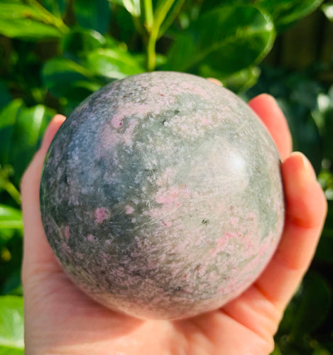 Rhodonite Sphere Rare Pink/Grey - Dragon Mama Crystals 