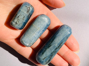 Blue Kyanite High Quality with Flash Tumble Palms - Dragon Mama Crystals 