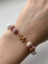 Load image into Gallery viewer, Rhodonite + Howlite Rose Gold Elephant Bracelet - Dragon Mama Crystals 