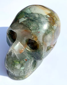 Moss Agate and Red Jasper Skull - Dragon Mama Crystals 