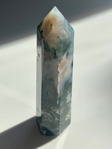 Moss Agate Tower - Dragon Mama Crystals 