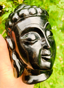 Obsidian Buddha Head - Dragon Mama Crystals 