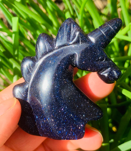 Blue Goldstone Unicorn - Dragon Mama Crystals 