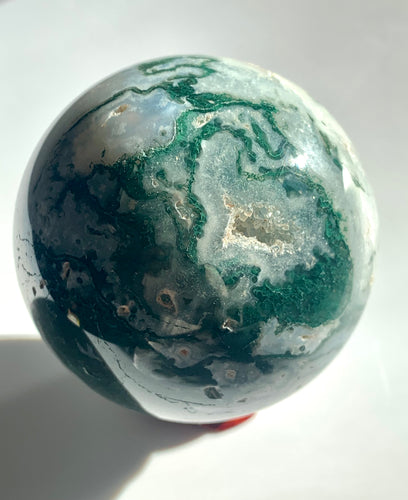Moss Agate Sphere - Dragon Mama Crystals 