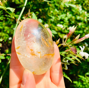 Golden Healer Smokey Crystal Palm Stones - Dragon Mama Crystals 
