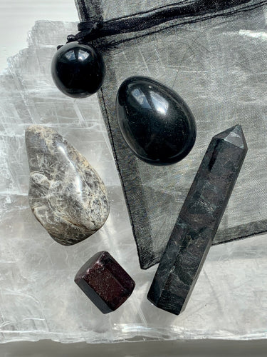 Healing Trauma Black Crystal Gift Set - Dragon Mama Crystals 