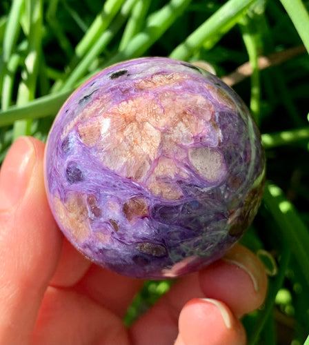 Rare Charoite Sphere High Grade Russia - Dragon Mama Crystals 