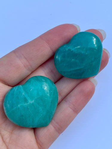 Amazonite Hearts - Dragon Mama Crystals 