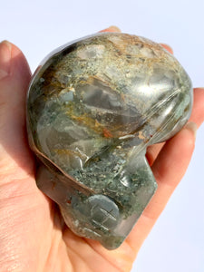 Moss Agate and Red Jasper Skull - Dragon Mama Crystals 