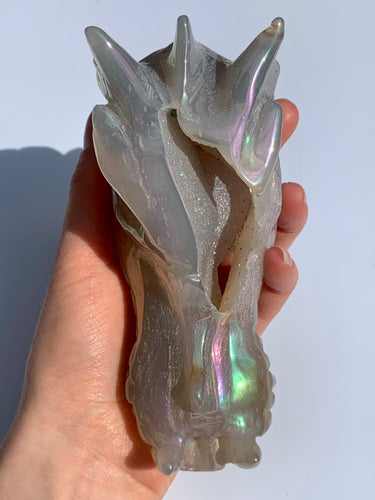Serene Otherworldly Fae Rainbow | Aura Agate dragon - Dragon Mama Crystals 