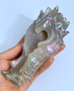 Serene Otherworldly Fae Rainbow | Aura Agate dragon - Dragon Mama Crystals 