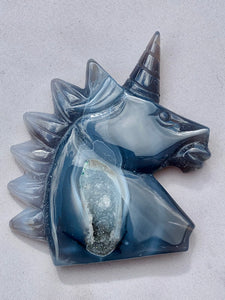 Blue Agate Druzy Unicorn - Dragon Mama Crystals 