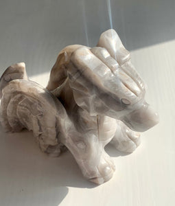 White Banded Agate Dragon - Dragon Mama Crystals 