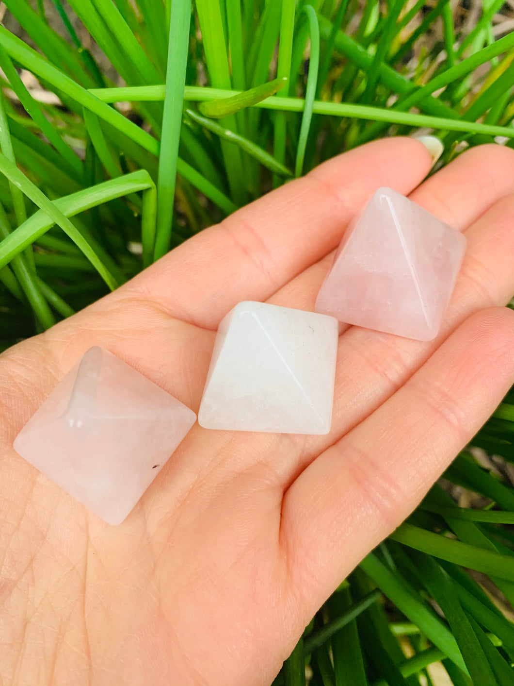 Rose Quartz Mini Pyramids - Dragon Mama Crystals 
