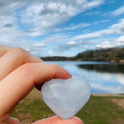 Blue Calcite Crystal Heart - Dragon Mama Crystals 