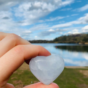 Blue Calcite Crystal Heart - Dragon Mama Crystals 