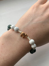 Load image into Gallery viewer, Moss Agate + Howlite Rose Gold Elephant Bracelet - Dragon Mama Crystals 