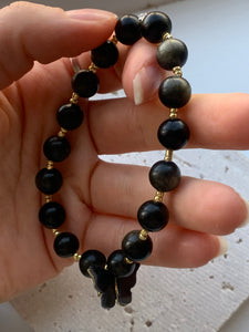 Golden obsidian black butterfly bracelet. - Dragon Mama Crystals 