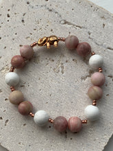 Load image into Gallery viewer, Rhodonite + Howlite Rose Gold Elephant Bracelet - Dragon Mama Crystals 