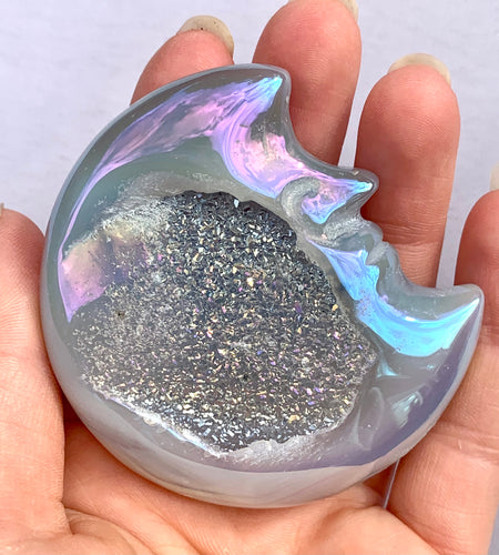 Aura Agate Moon Face - Dragon Mama Crystals 