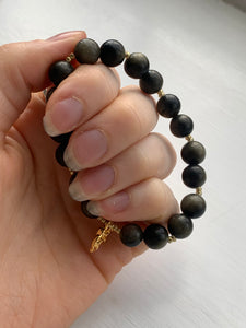 Gold Obsidian Handmade Elephant bracelet. - Dragon Mama Crystals 