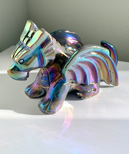 Aura Agate | ‘Aurora Silver Rainbow’ Dragon - Dragon Mama Crystals 