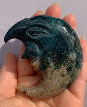 Load image into Gallery viewer, Moss Agate Rutile Moon - Dragon Mama Crystals 