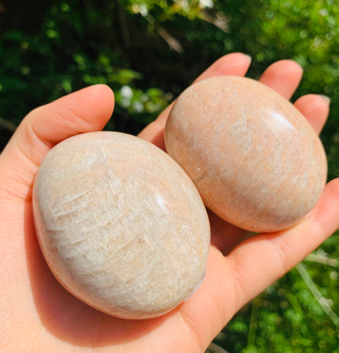 Peach Moonstone Palmstones - Dragon Mama Crystals 