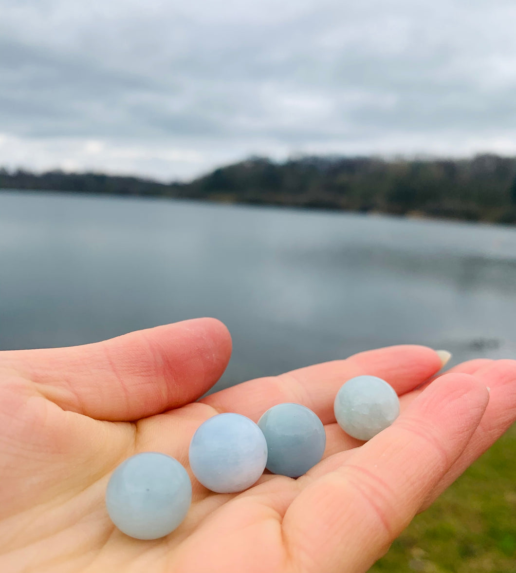 Aquamarine Mini Spheres - Dragon Mama Crystals 