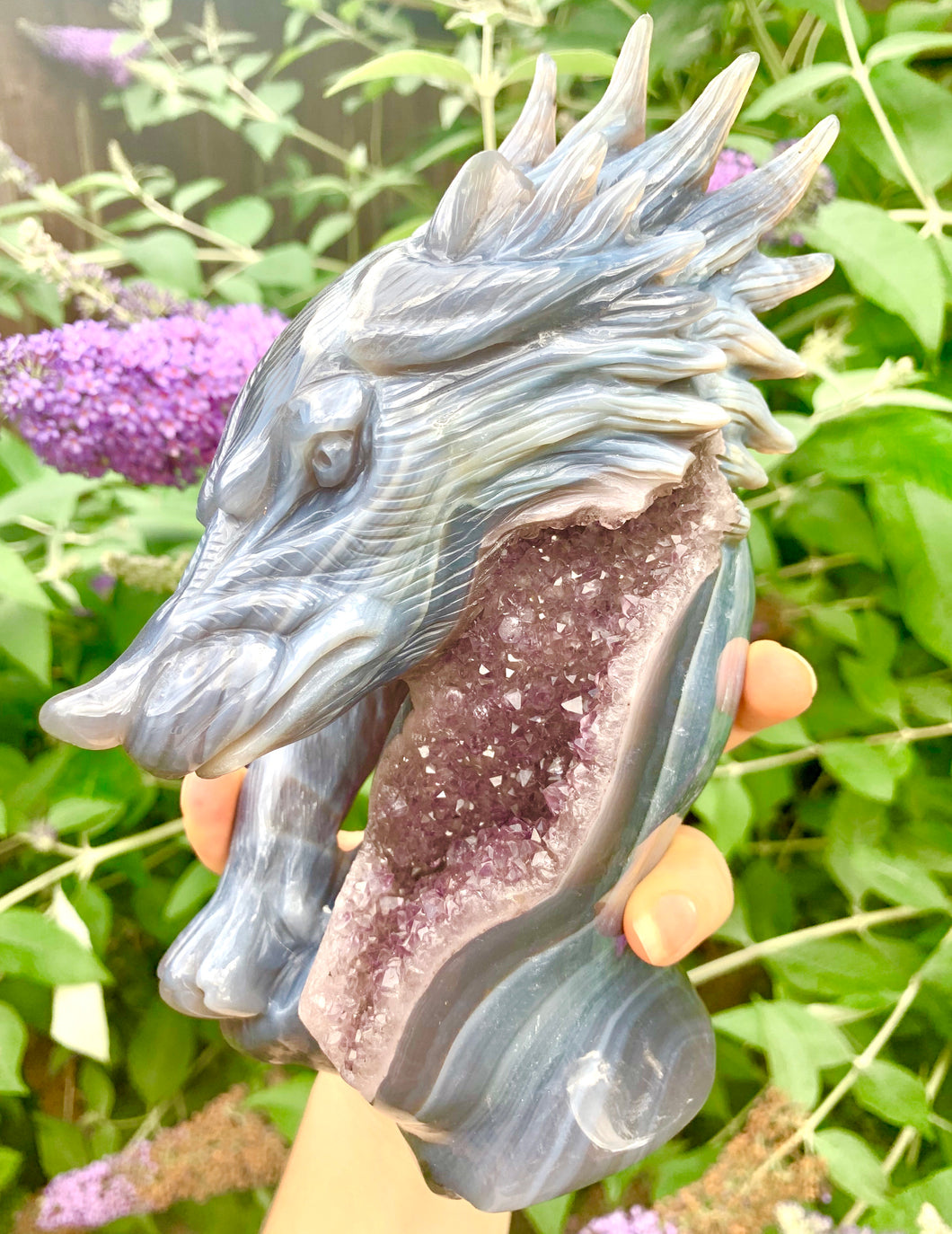 Amethyst Agate Crystal Druzy Wolf - Dragon Mama Crystals 