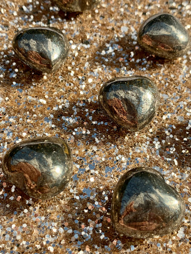Pyrite Hearts - Dragon Mama Crystals 