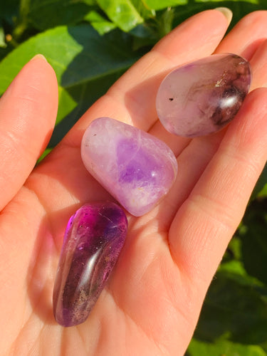 Amethyst/ Smokey Amethyst Tumble Stones - Dragon Mama Crystals 