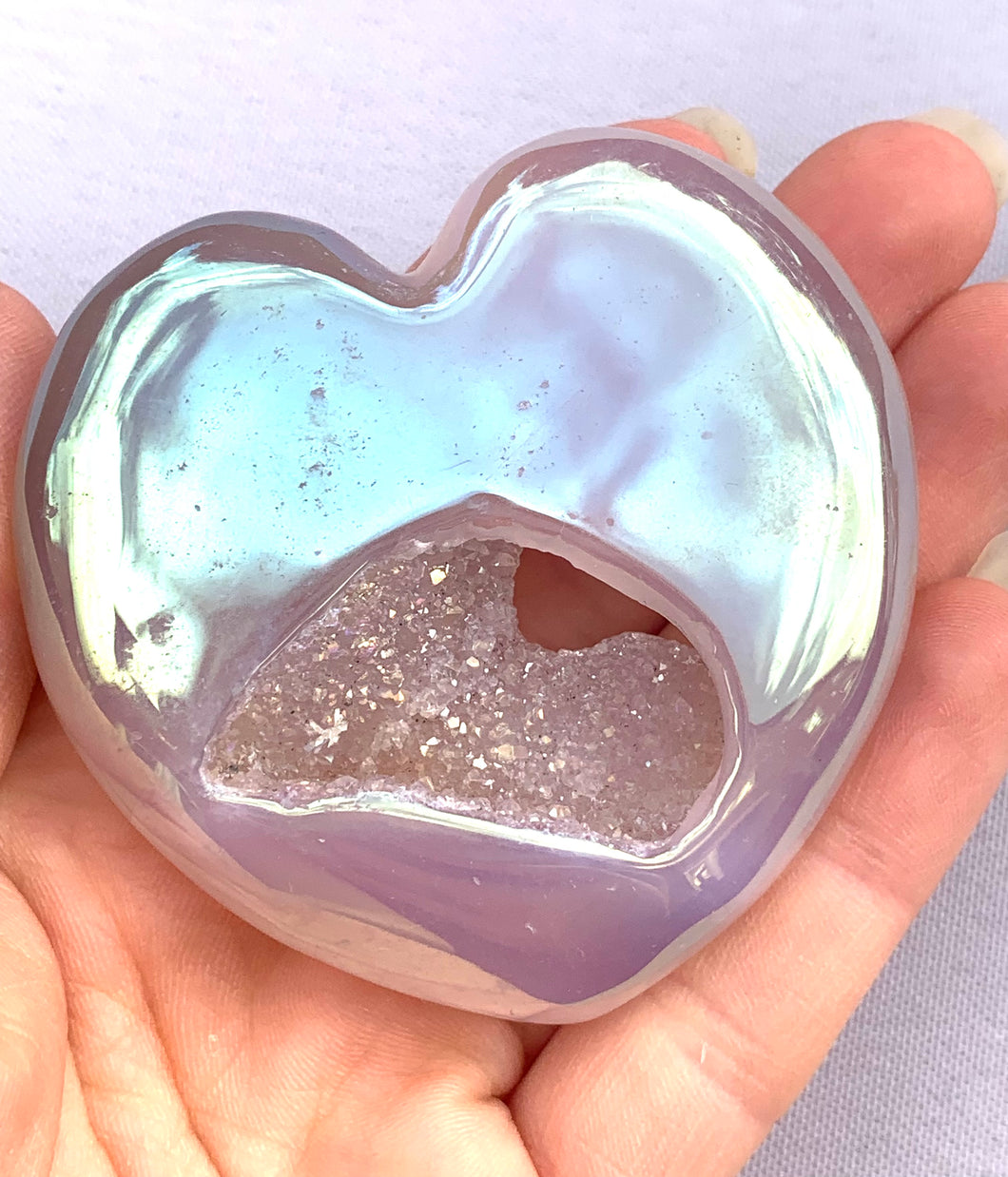Aura Agate Heart - Dragon Mama Crystals 