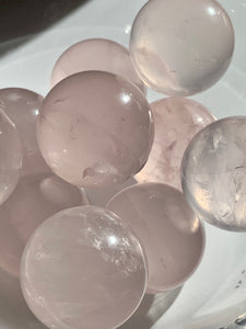 Gem Ice Rose Quartz Spheres - Dragon Mama Crystals 