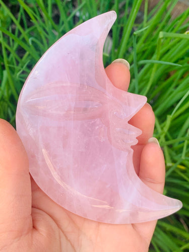 Rose Quartz Moon Face - Dragon Mama Crystals 